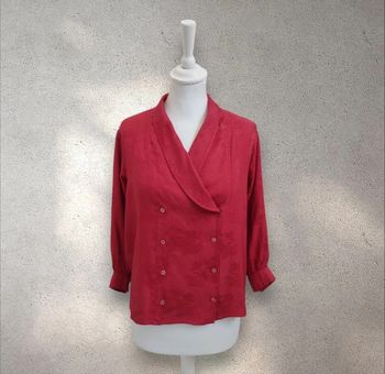 Chemisier bordeaux avec broderies fines Yves Saint Laurent taille 38