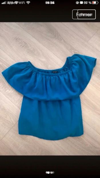 Top bleu gemo XS neuf épaules dénudées