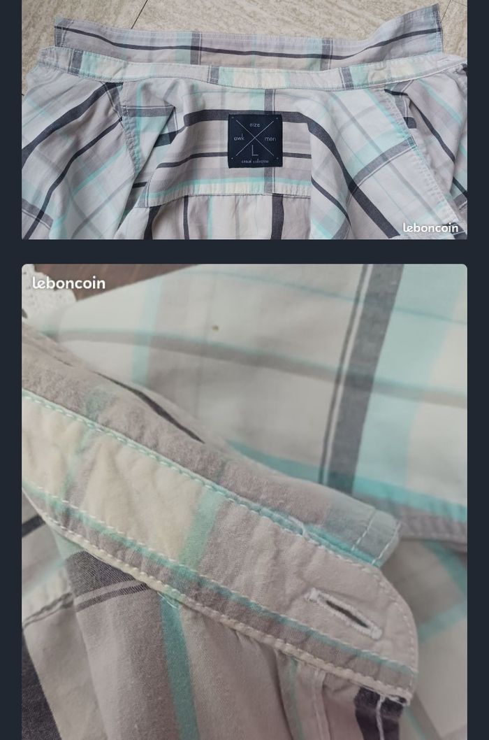 Chemise à carreaux, blanc bleu gris, clair foncé - photo numéro 3