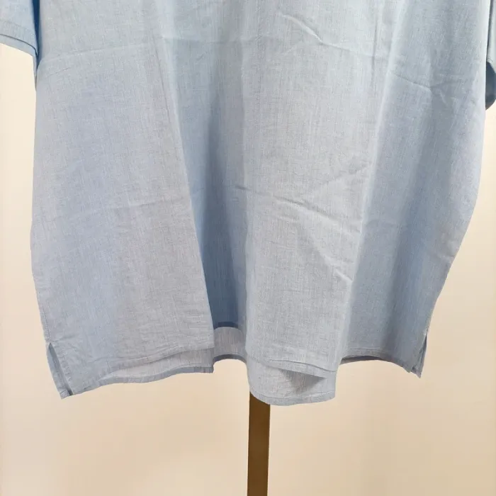 Blouse Esprit bleu clair col V manches retroussables 100 % coton taille 44 A1336 - photo numéro 5