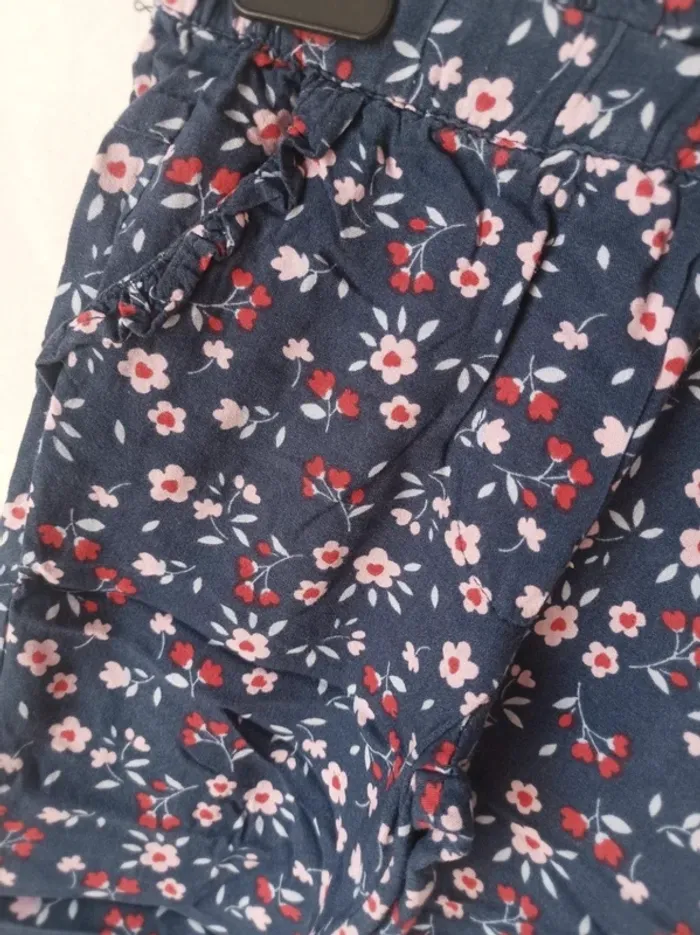 Superbe pantalon fluide fleuri bleu Tissaia fille 3 ans - photo numéro 2