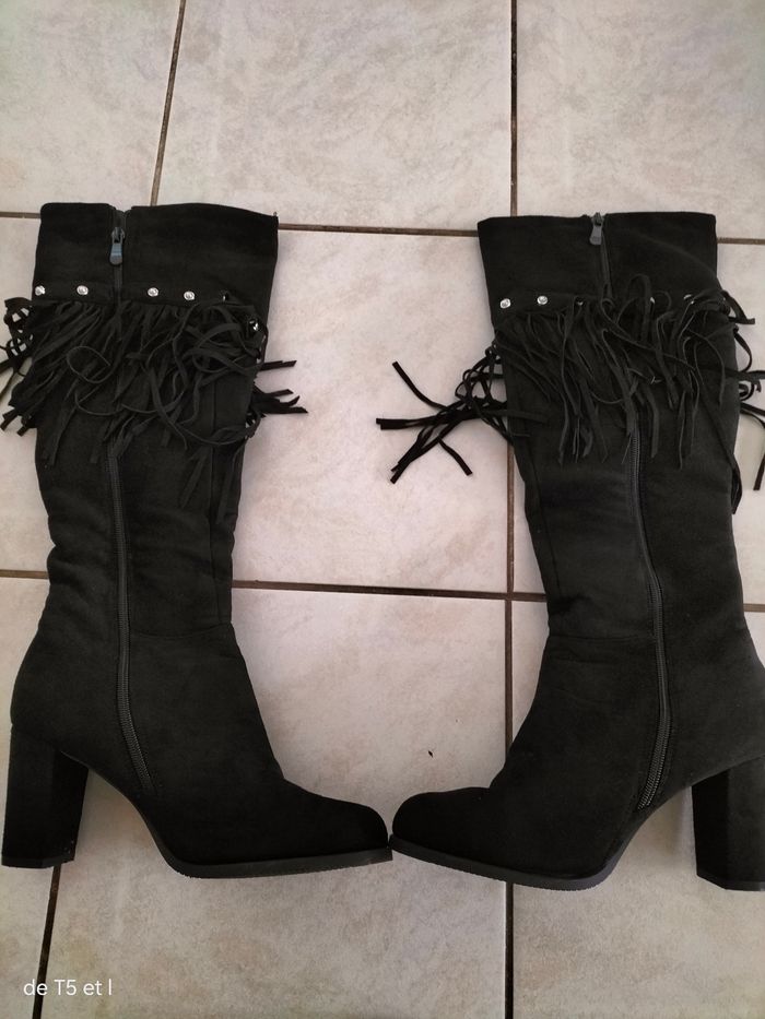 Botte neuve noire  avec franges et strass taille 40 - photo numéro 4