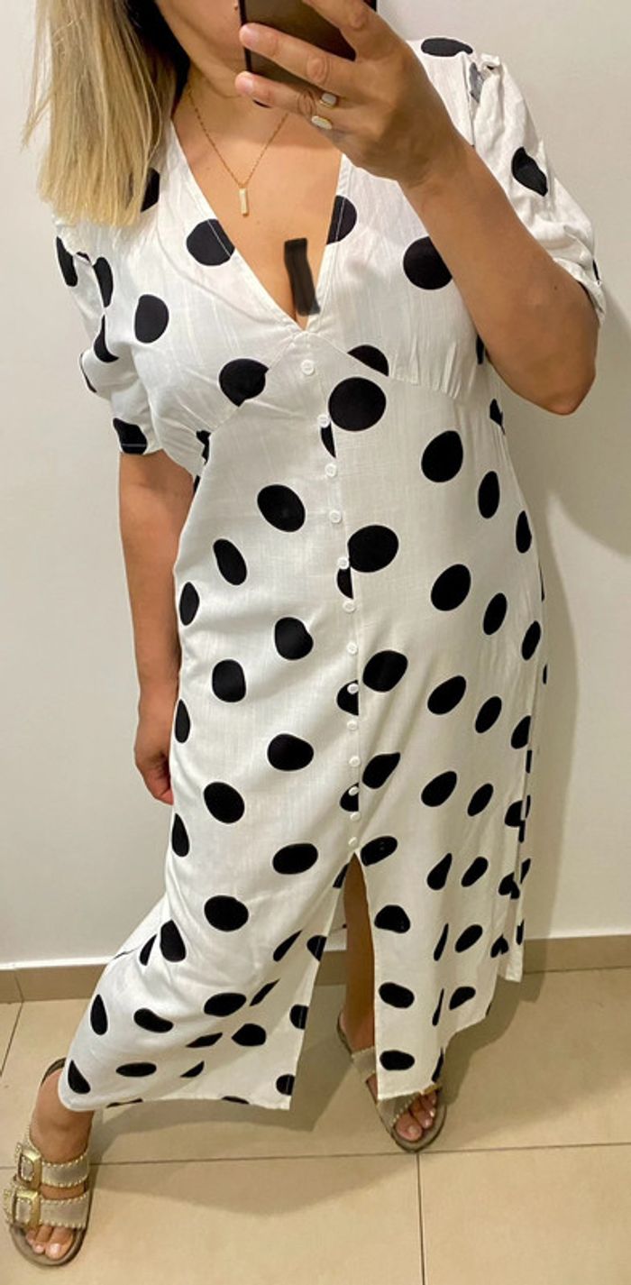 Robe longue ouverte à  pois Taille L - photo numéro 4