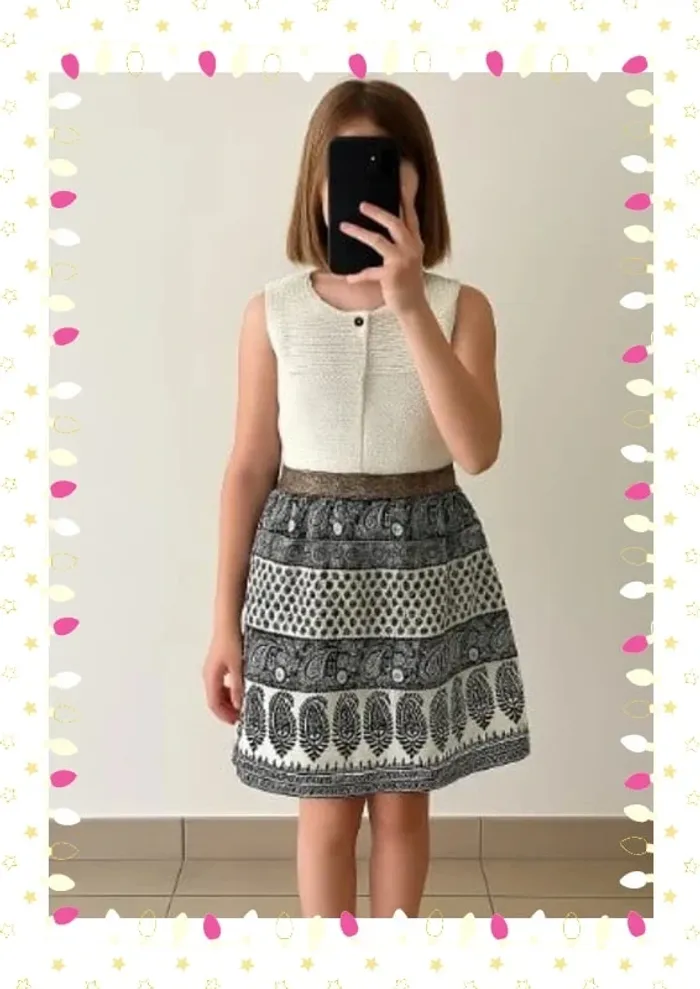 Jolie jupe fille 10 ans – pièce unique faite main ! - photo numéro 2