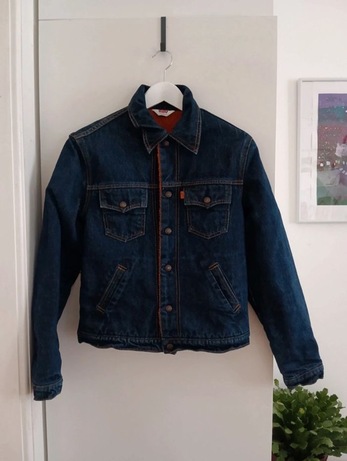 Veste en jean vintage Levi's fourrée sherpa orange - photo numéro 7