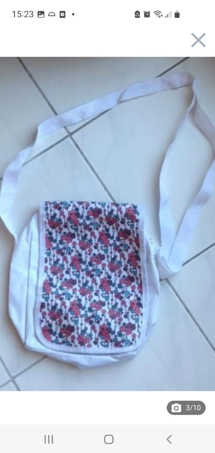 Sac / sacoche/ cartable enfant blanc imprimé bandoulière - photo numéro 3