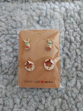 Boucles d'oreille renne et couronne