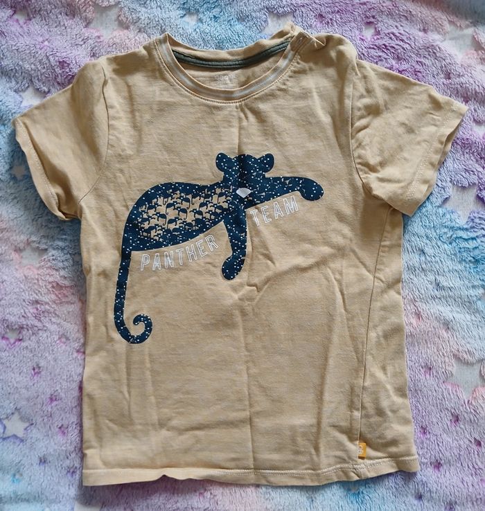 Tee-shirt jaune panthère obaibi 4 ans