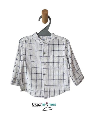 Chemise légère blanche à carreaux - Bout'chou 6 mois