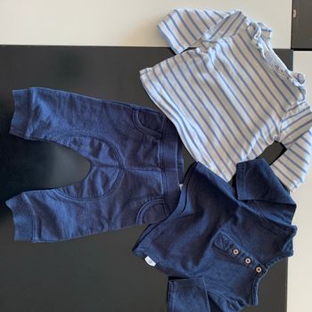 Ensemble Mini chou bleu Jogging, T-shirt, Pull 1-3 mois