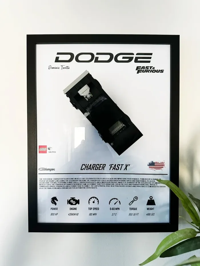 Cadre Lego Dodge Charger Fast X - format 30×40 cm (sans Lego) - photo numéro 2
