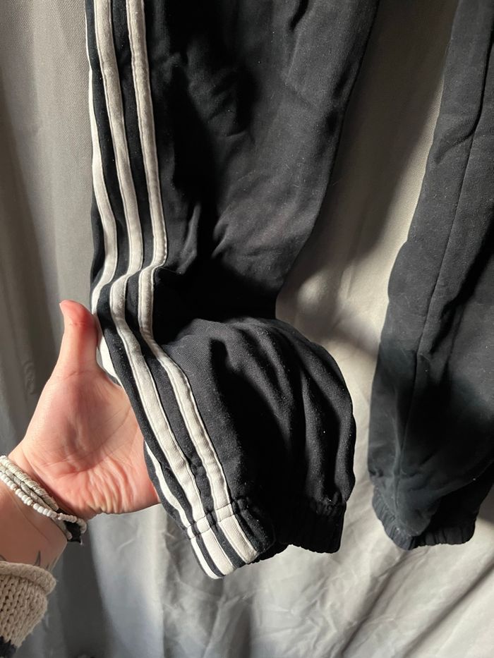 Jogging / Pantalon de survêtement Adidas Noir - Bandes Blanches (Taille 14 ans) - photo numéro 7