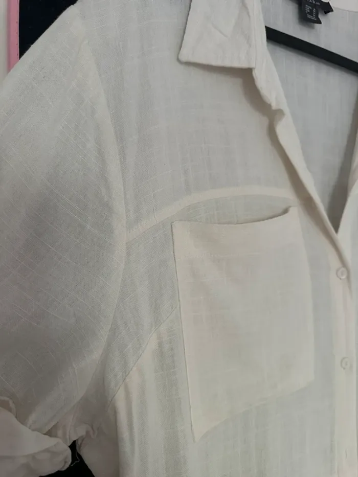Robe chemise blanche en lin Neuve Primark Taille 46 - photo numéro 2