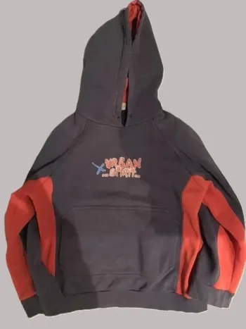 Sweat à capuche Urban Spirit – 10 ans / 140 cm – Gris & orange – Très bon état