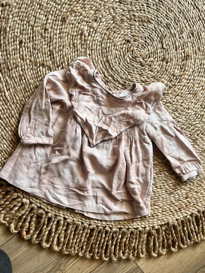 Blouse rose à volants Zara 9 mois