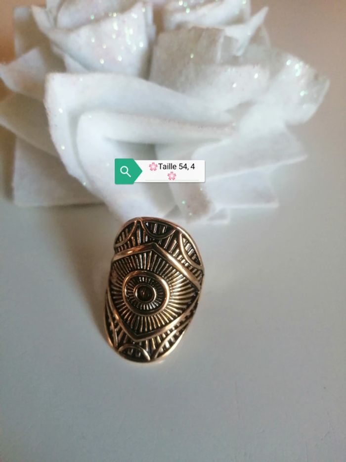 🌸Bague dorée large gravures ethniques Vintage Taille 54 🌸