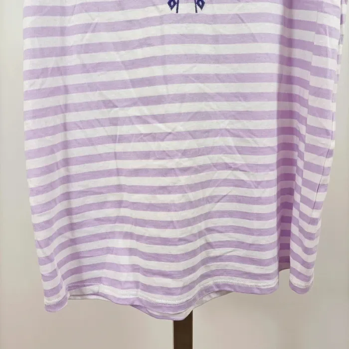 Top lilas à rayures fines et broderies florales fines bretelles CMT Atelier femme S/M A1101 - photo numéro 4