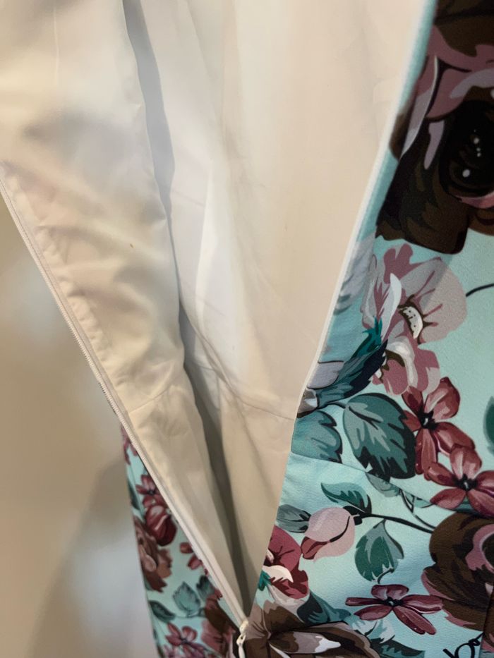 Robe longue fleurie bleu clair / turquoise vintage sixdo taille L - photo numéro 8