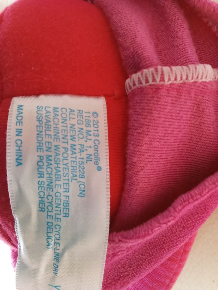 Doudou Corolle miss coeur grenadine 2013 poupée chiffon tissu velours ras coeur brodé violet parme babicorolle rose fushia bras rayés visage  dur - photo numéro 6