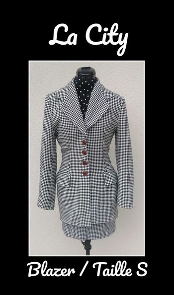 Veste / blazer noir blanc pied de poule Taille S La City