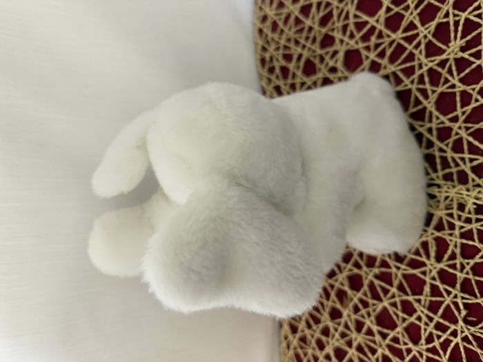 peluche elephant nounours blanc tissus decoré doudou elephant assis - photo numéro 3