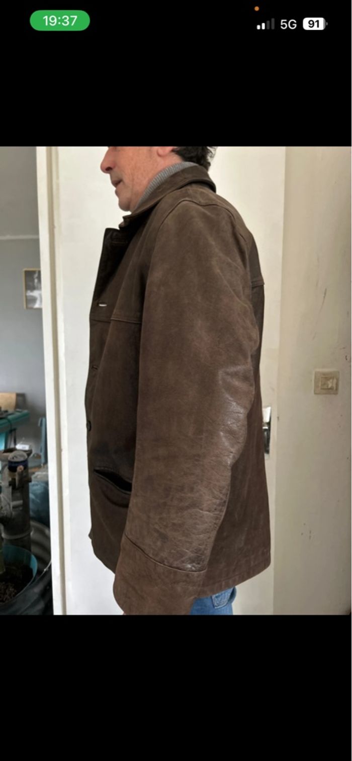 Veste en cuir homme mi-longue marron taille XL Jamiepage - photo numéro 2