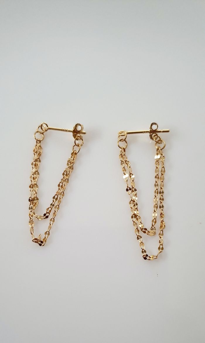 Boucles d'oreilles chaînette en argent - couleur doré - photo numéro 5