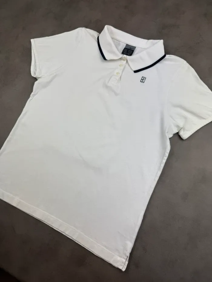 Polo Nike Court Tennis Vintage 90’s Blanc Taille M - photo numéro 2