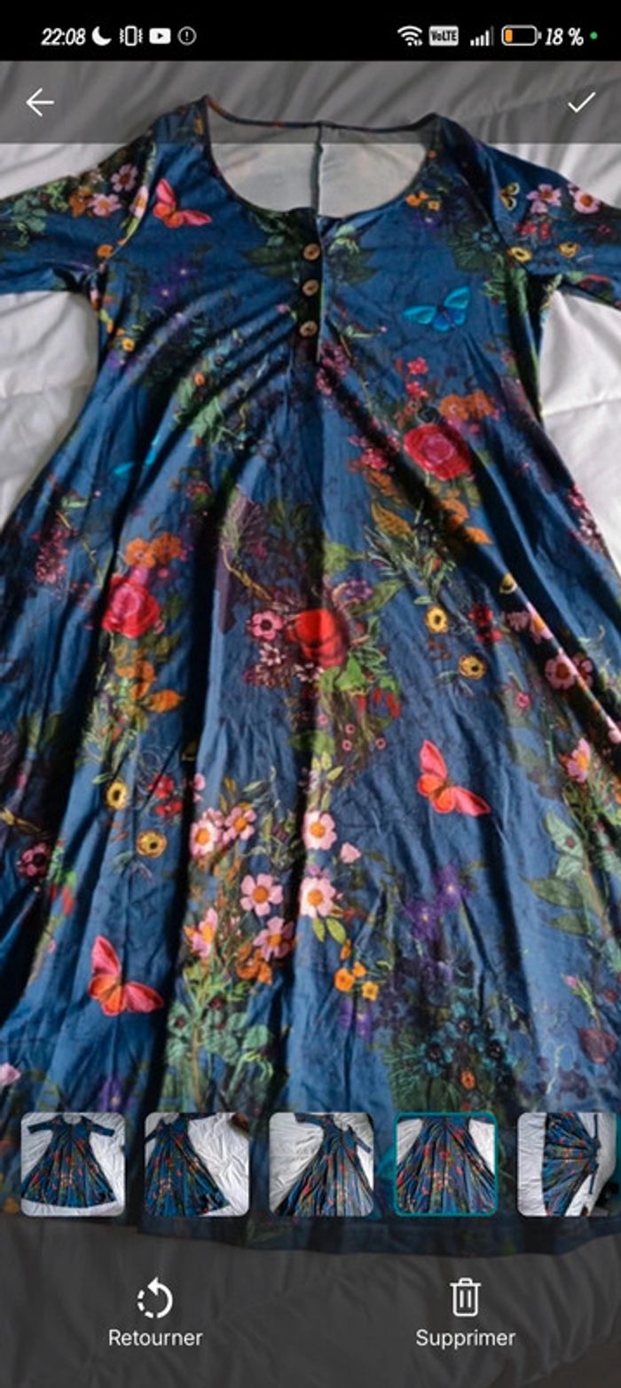 Robe femme XL 42 motif papillon manches longues - photo numéro 4