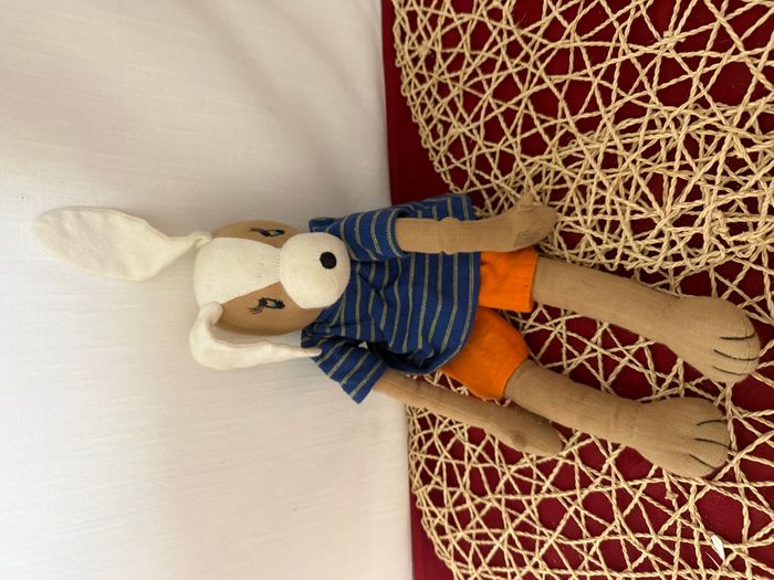 Doudou chien 100 % coton, L'oiseau Bateau, Blankie/Lovey/Newborn toy - photo numéro 6