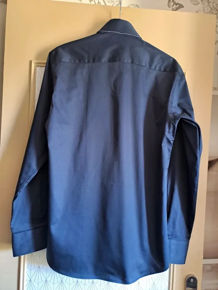 Chemise homme chic Meadrine slim fit bleue violette 39/40 M comme neuve - photo numéro 8