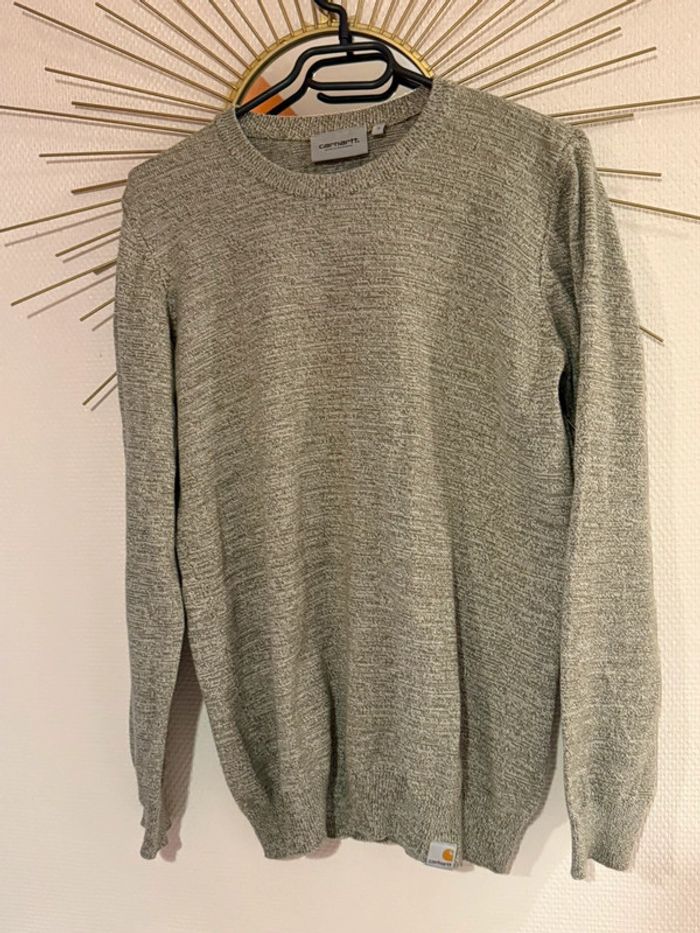 Pull fin carhartt vert blanc chiné - photo numéro 2