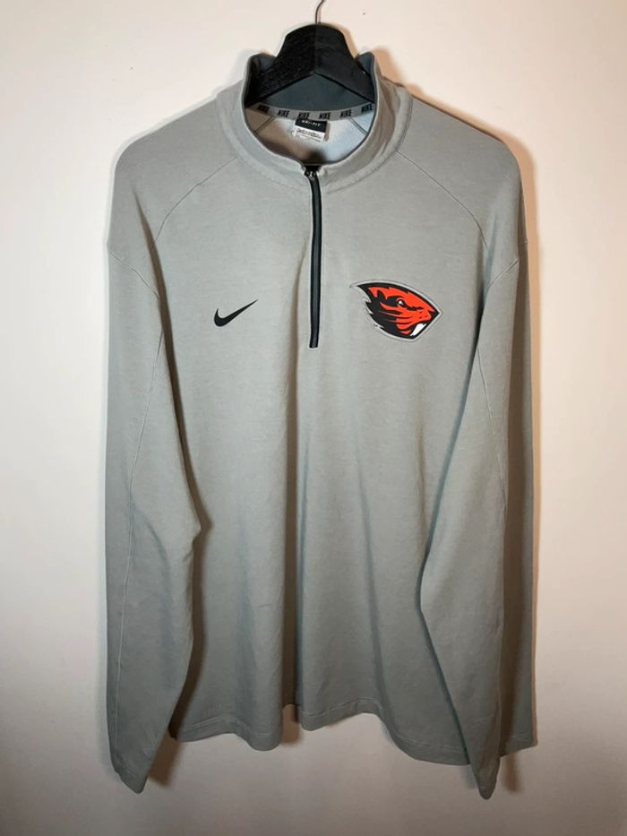 Sweat long fin 1/4zip pour homme Nike Oregon State Beavers gris taille XXL 102