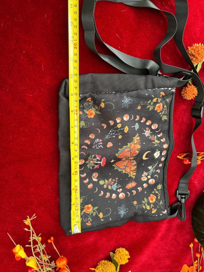 Sac bandoulière bohème motif papillon, lune & fleurs - photo numéro 3