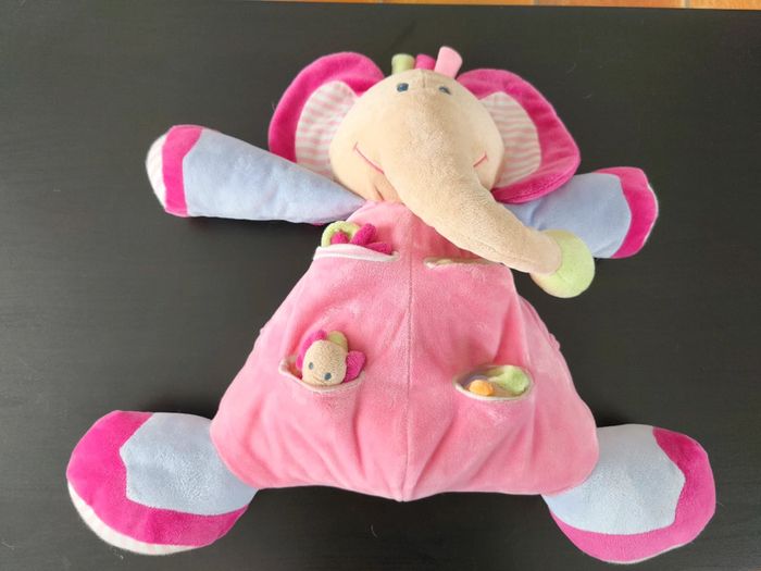 Peluche bébé fille éléphant tout doux sensorielle