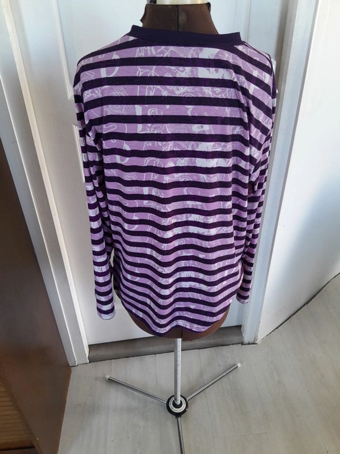 Tee shirt rayé imprimé manche longue.gue col V Yeshini taille L - photo numéro 3