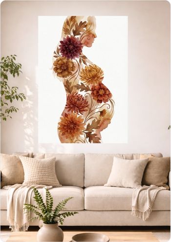 Affiche murale aquarelle “Maternité Florale” déco femme enceinte A3 Sans cadre