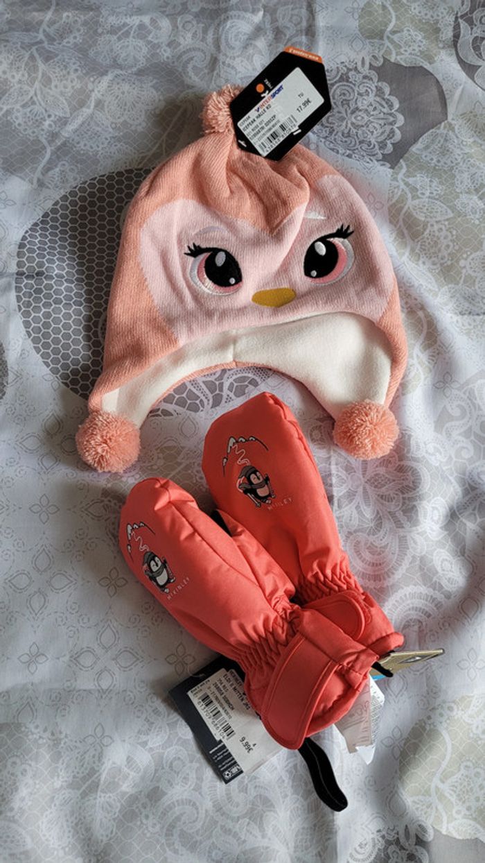 Gants moufles bonnet ski enfant.