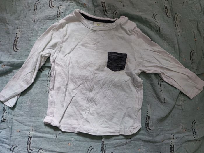 T-shirt manches longues blanc T.18 mois