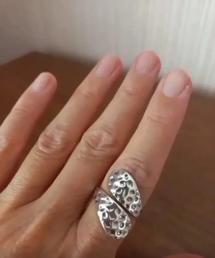 Bague large, réglable, style Bohème, argentée - photo numéro 4