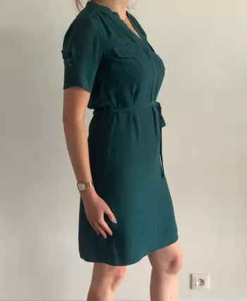 Robe verte à manches courtes 38