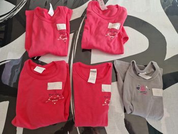 Lot 5 maillots de corps tee shirt absorba 4 ans rose et gris