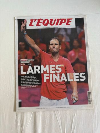 Journal L’équipe Raphaël Nadal Larmes Finales 20 Novembre 2024 N°25664