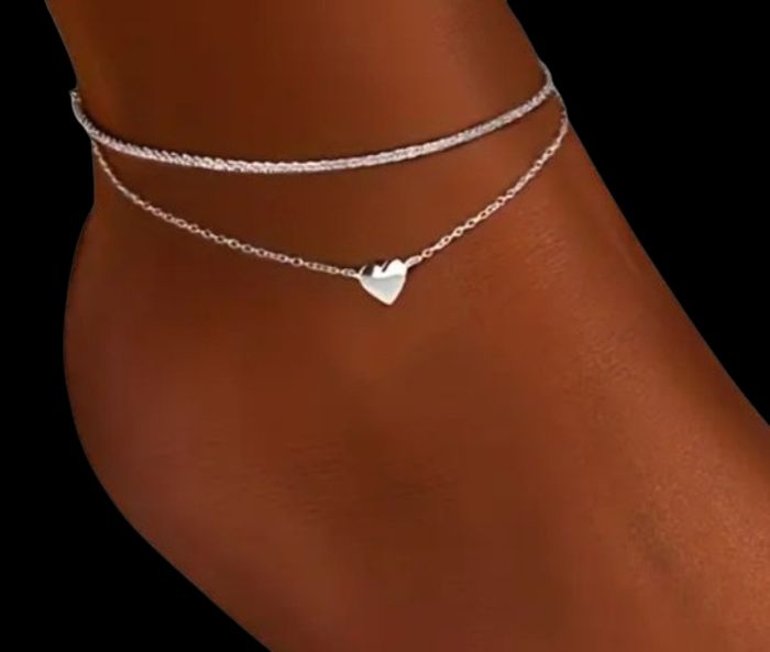 Double bracelet ee cheville en argent 925 Sterling