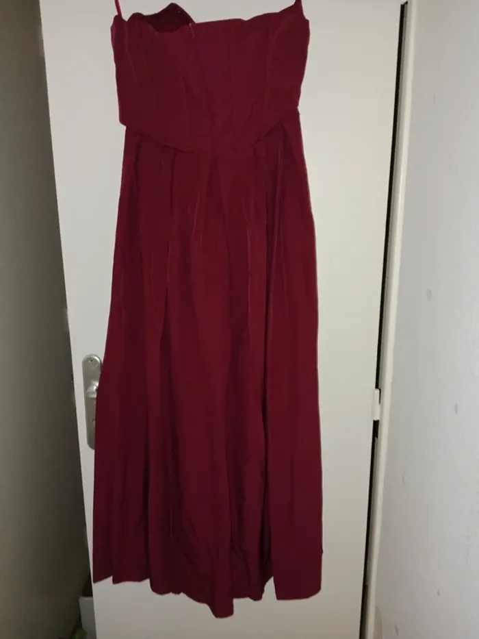 Robe longue couleurs bordeaux Bustier avec armature - photo numéro 3