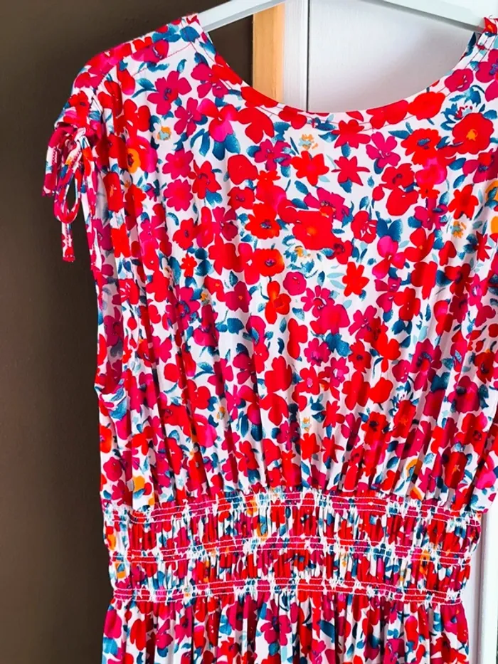 Robe longue femme été rouge et blanche à fleurs TU 38 à 46 - photo numéro 10