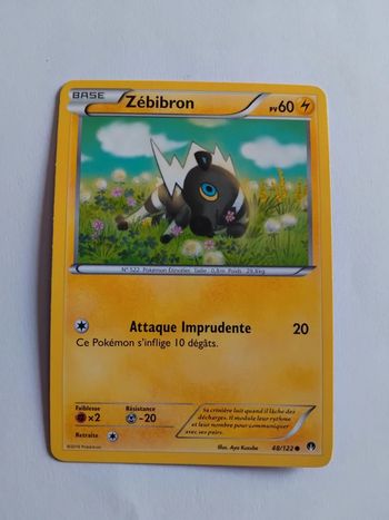 🃏 Carte Pokemon 2016 PV60 - Zebibron - n°522 Pokemon étincélec