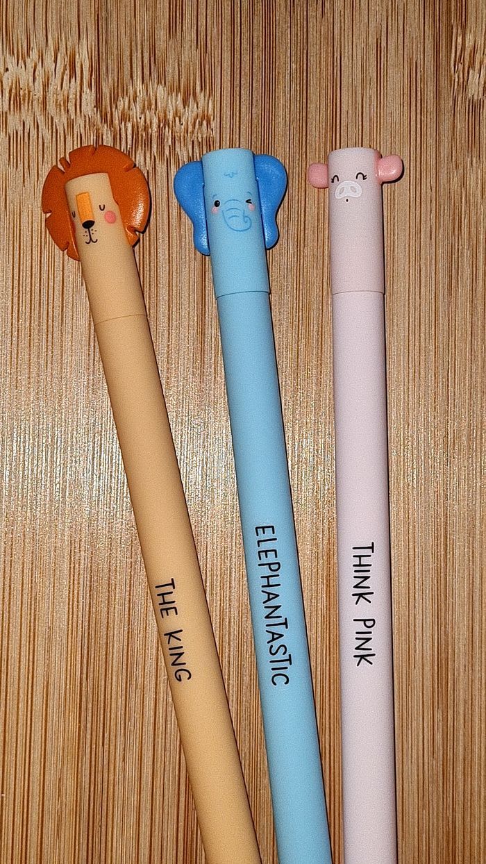 Legami Cochon 🐷+ Éléphant 🐘+ Lion 🦁Savane 2024 = 3 Stylos effaçables Neufs - photo numéro 2