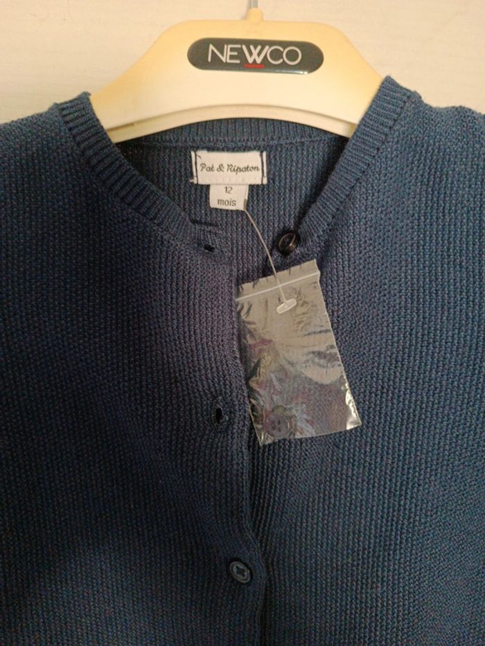 Gilet pat et ripaton bleu foncé neuf avec étiquette 12 mois fille - photo numéro 3