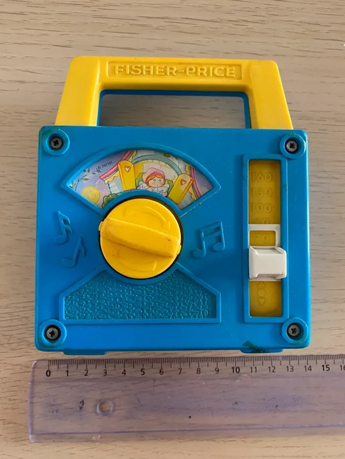 Boîte à musique Fisher price 1990 au clair de la lune bleu jaune music box jouet musical - photo numéro 4